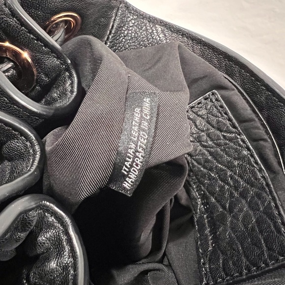 ALEXANDER WANG Black Pebbled Leather Rocco Diego Studded Bucket Shoulder Bag - Picture 13 of 17